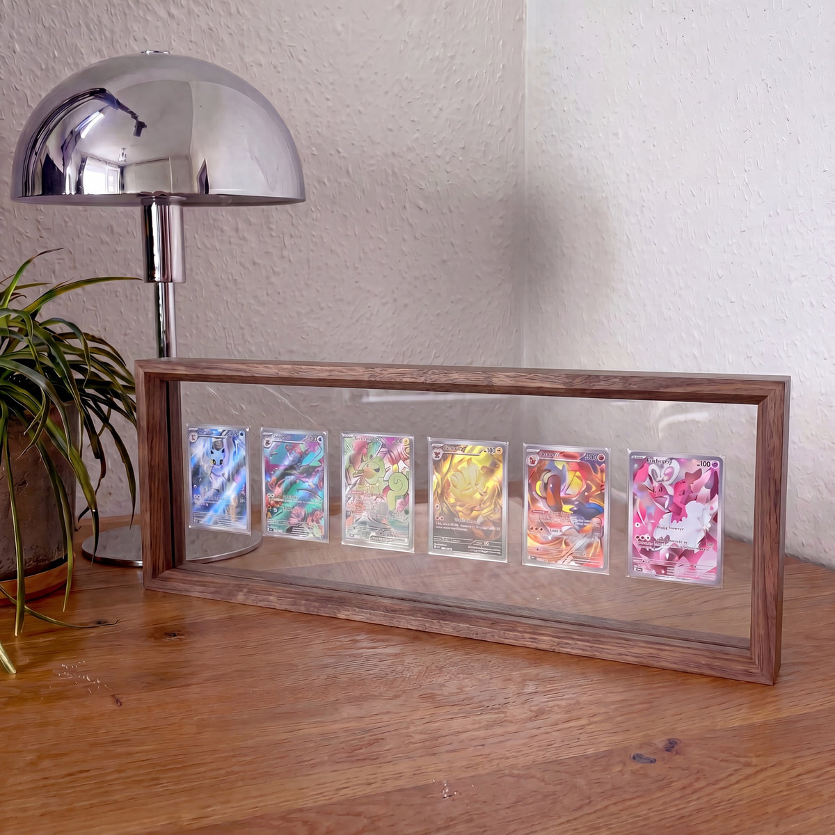 PokeFrame Floating Card Display — Black Walnut (6 Cards)