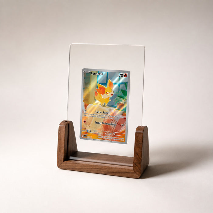PokeFrame U-Stand Black Walnut with Fennekin card